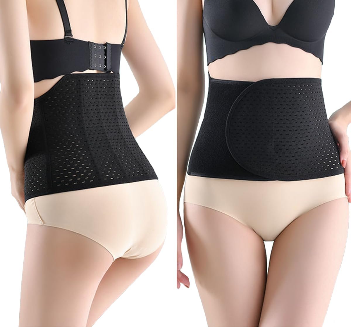 SUJAYU Abdominal Binder Post Surgery, Breathable Belly Band Postpartum Belly Wrap, C Section Belly Binder Abdominal Binder Hernia Belt for Women, Back Support Belt for Women (Black, X-Large)