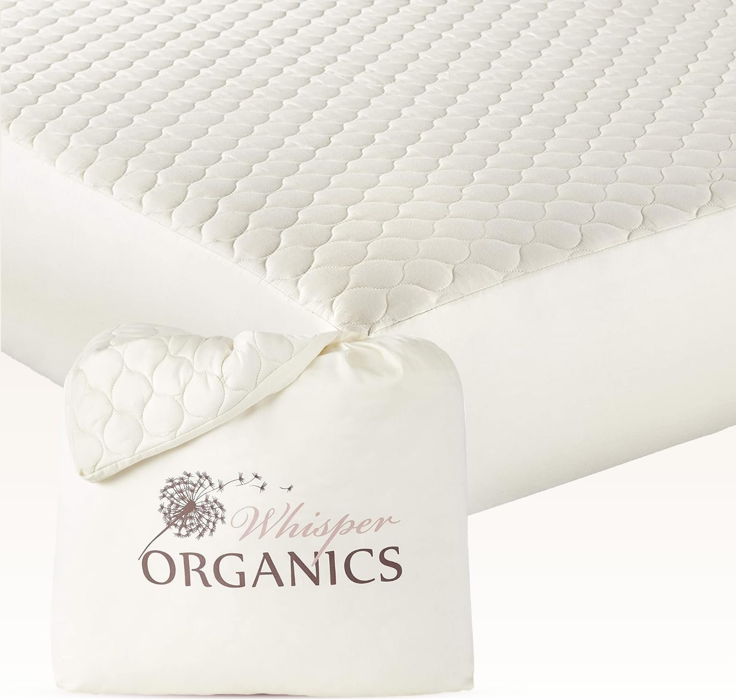 100% Cotton Organic Mattress Pad – Breathable & Cooling Mattress Protector Cal King – Premium 300GSM Quilted and Machine Washable – Fairtrade & GOTS Certified Bed Protector (Ivory, Cal King)
