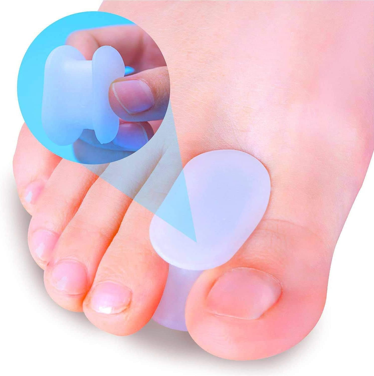 Povihome 10 Pack Toe Spacers Separators, Bunion Corrector Gel Orthotics (1/2” Thick) for Bunion, Overlapping Toes – L Size