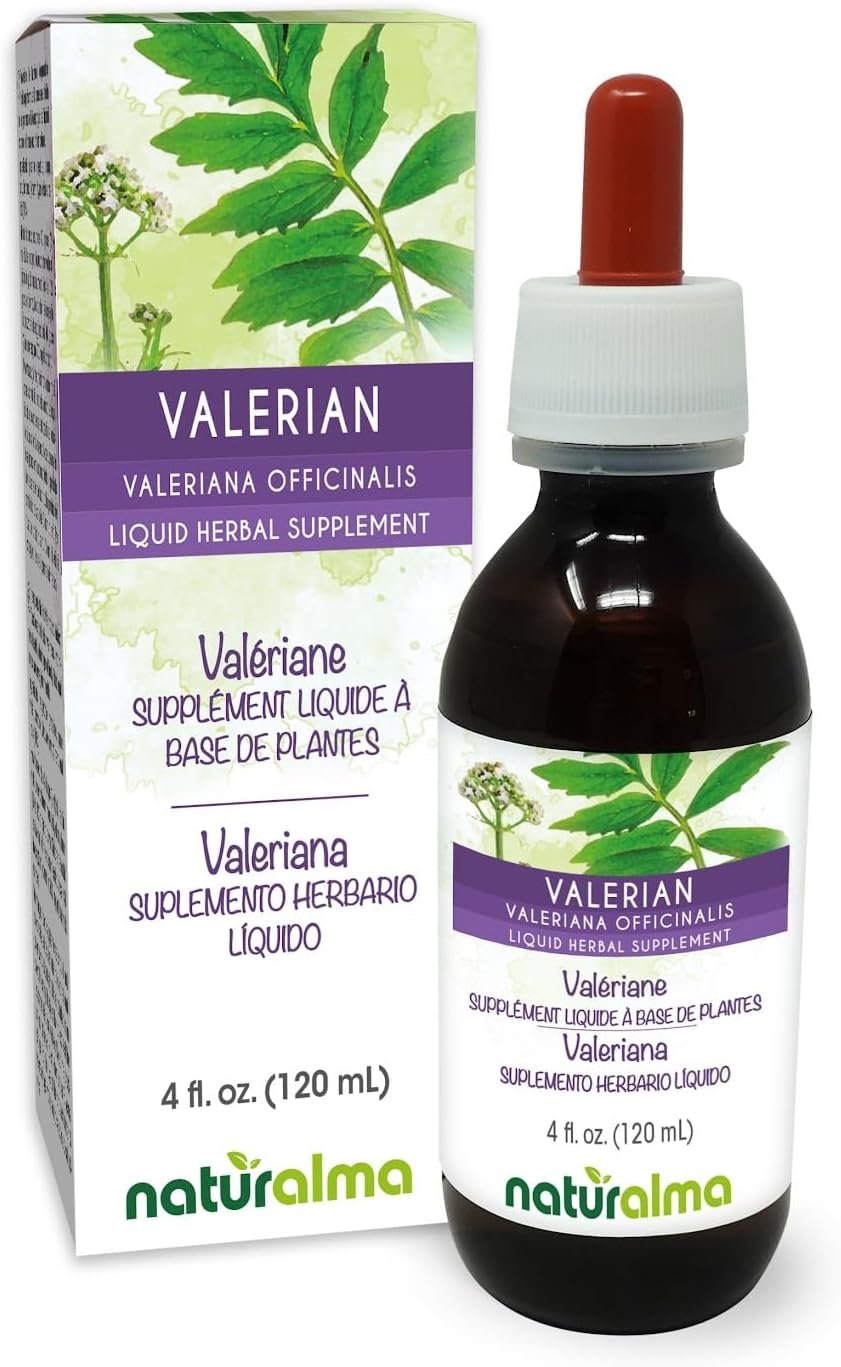 Naturalma Valerian (Valariana officinalis) Root Alcohol-Free Tincture – 4 fl oz Liquid Extract in Drops – Herbal Supplement – Vegan