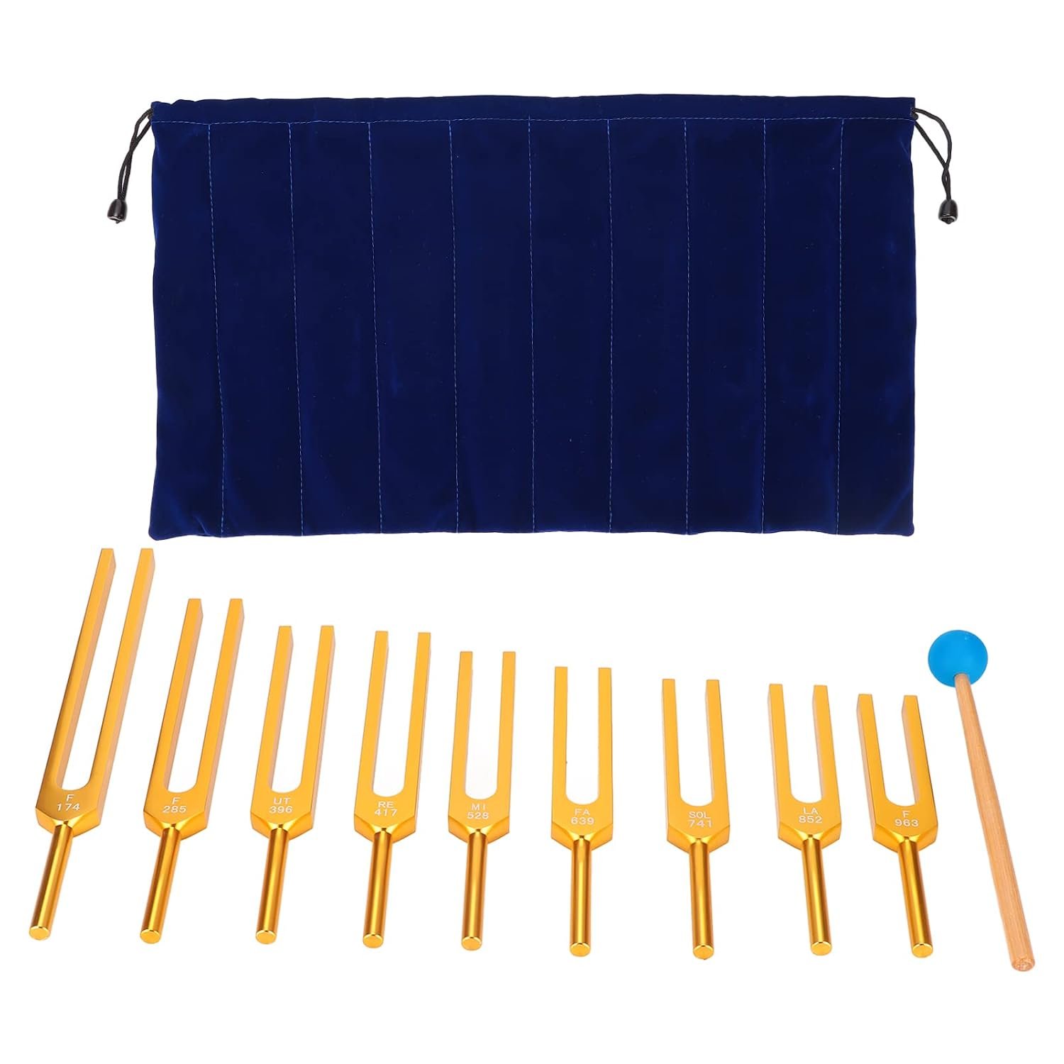 Tuning Forks Chakra Set, Instrument Tuning Fork, Stainless Steel Tuning Fork, 174Hz/285Hz/396Hz/417Hz/528Hz/639Hz//852Hz/963Hz, 9 Chakras + 1 Soul Purpose Tuning Forks Striker and Case Included