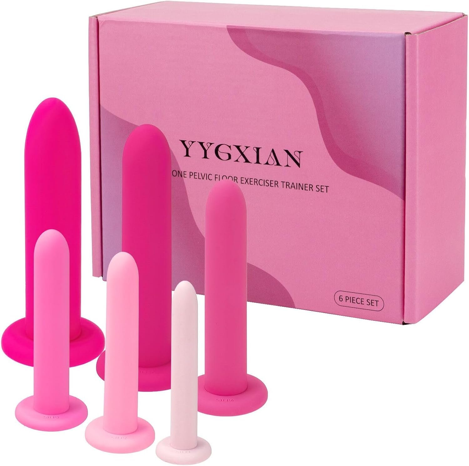 Silicone Pelvic Floor Muscle Dilator Exerciser Trainer Set – 6 Kit System (Large Set)
