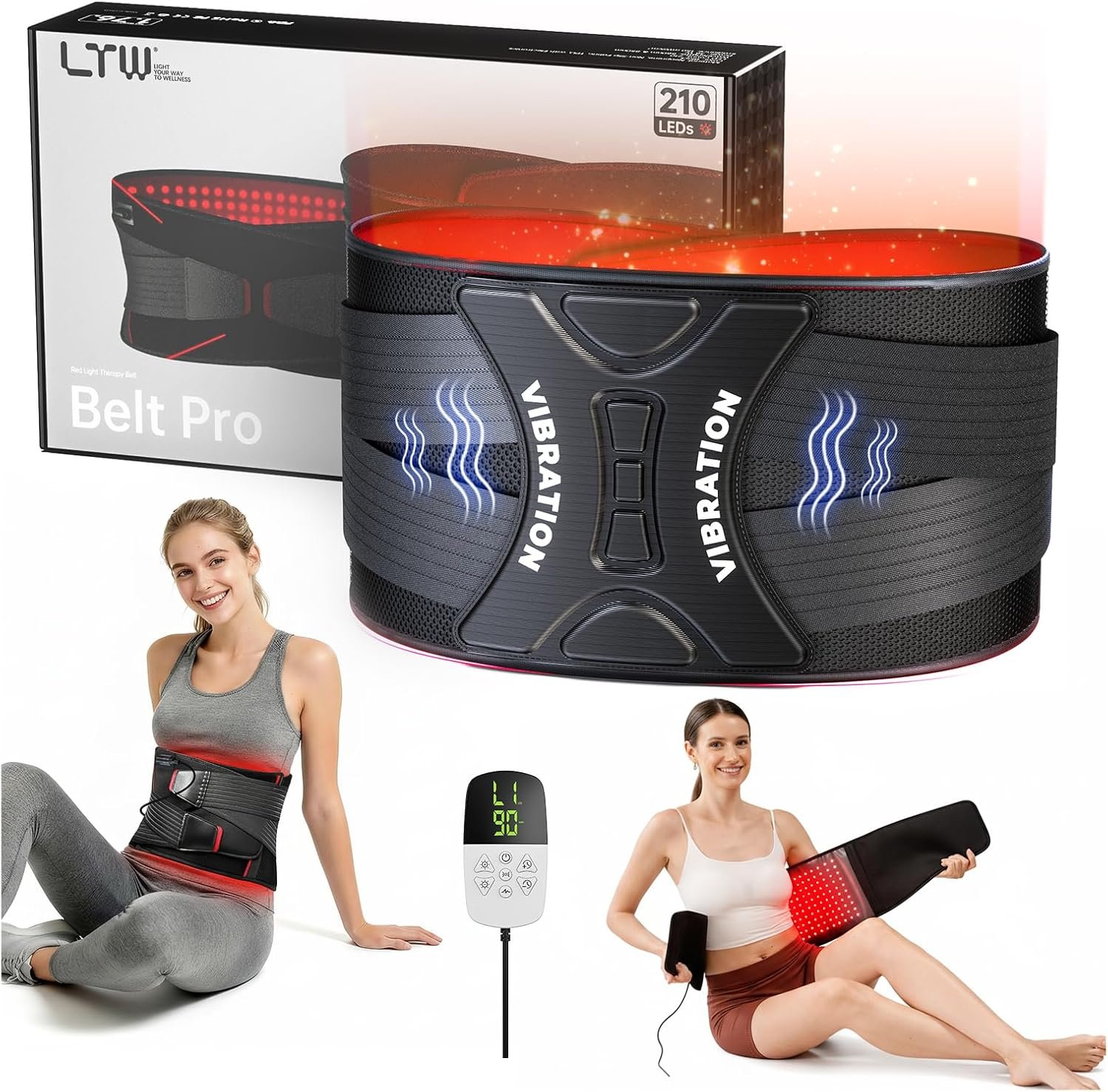 LTW Upgraded 210 LEDs Red Light Therapy Belt for Pain Relief, 49″ x 9″