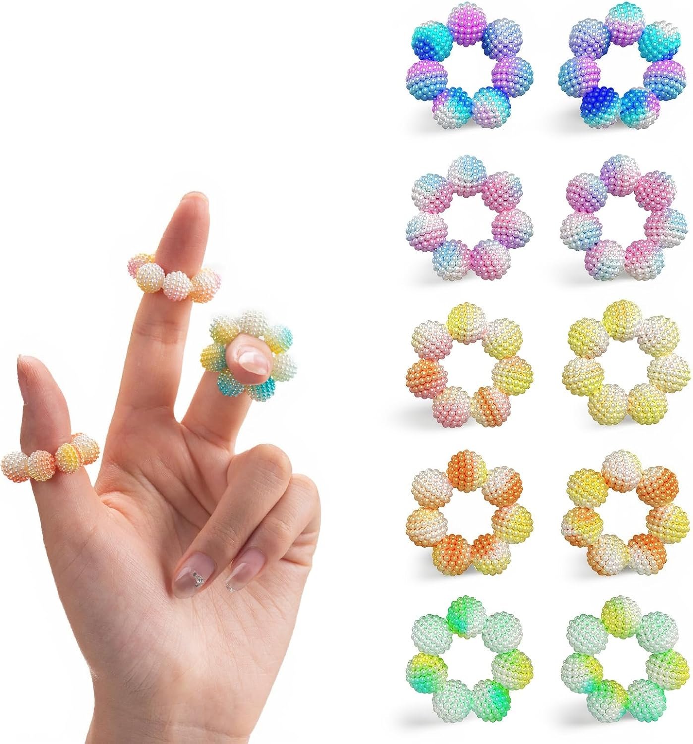 Spiky Sensory Rings, 10 Pcs (5 Small, 5 Large), Gradient