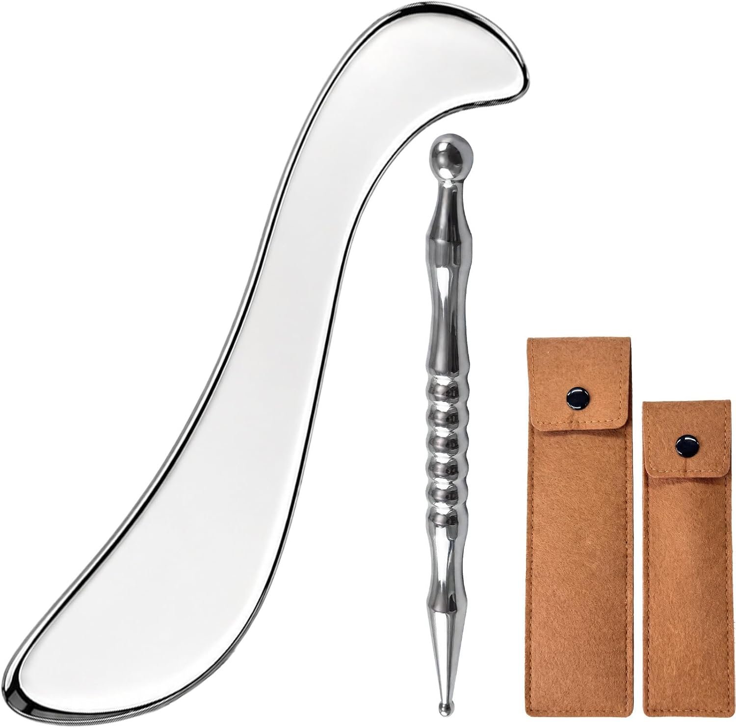 Rena Chris Stainless Steel Muscle Scraper Tool and Acupressure Pen 2-Pieces