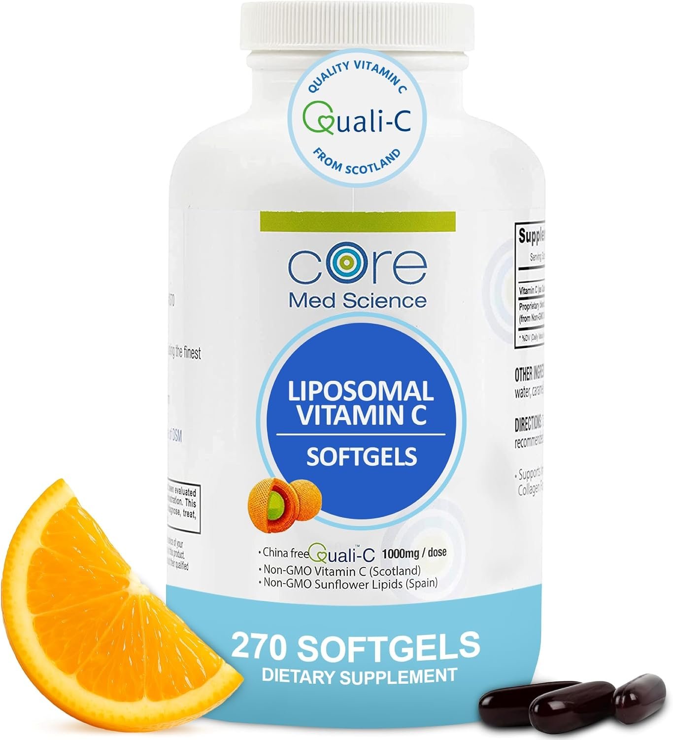 Core Med Science Liposomal Vitamin C 1000mg, 270 Softgels – Non-GMO