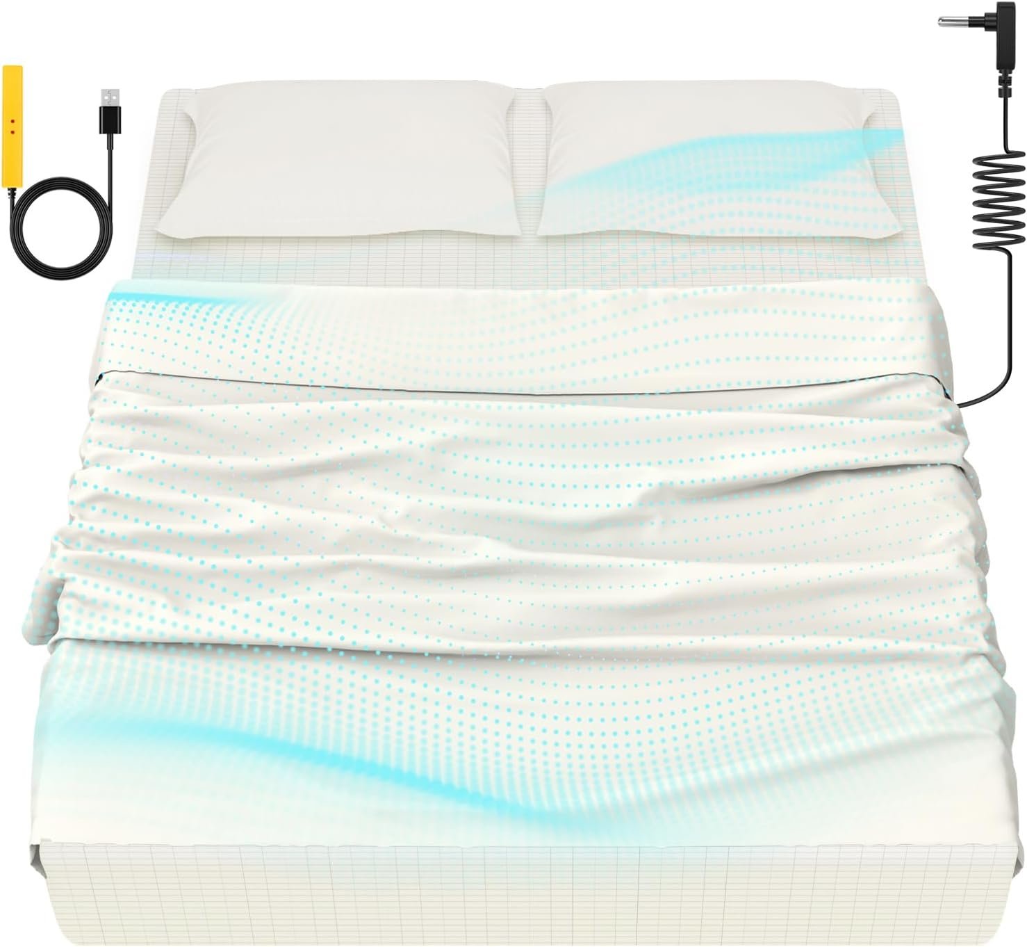 Grounding Sheets Queen, 90% Organic Cotton+ 10% Pure Silver Fiber, with Flat Sheets,and 2 Pillowcase, Deep Pocket Grounded Bed Sheet, for Improved Sleep