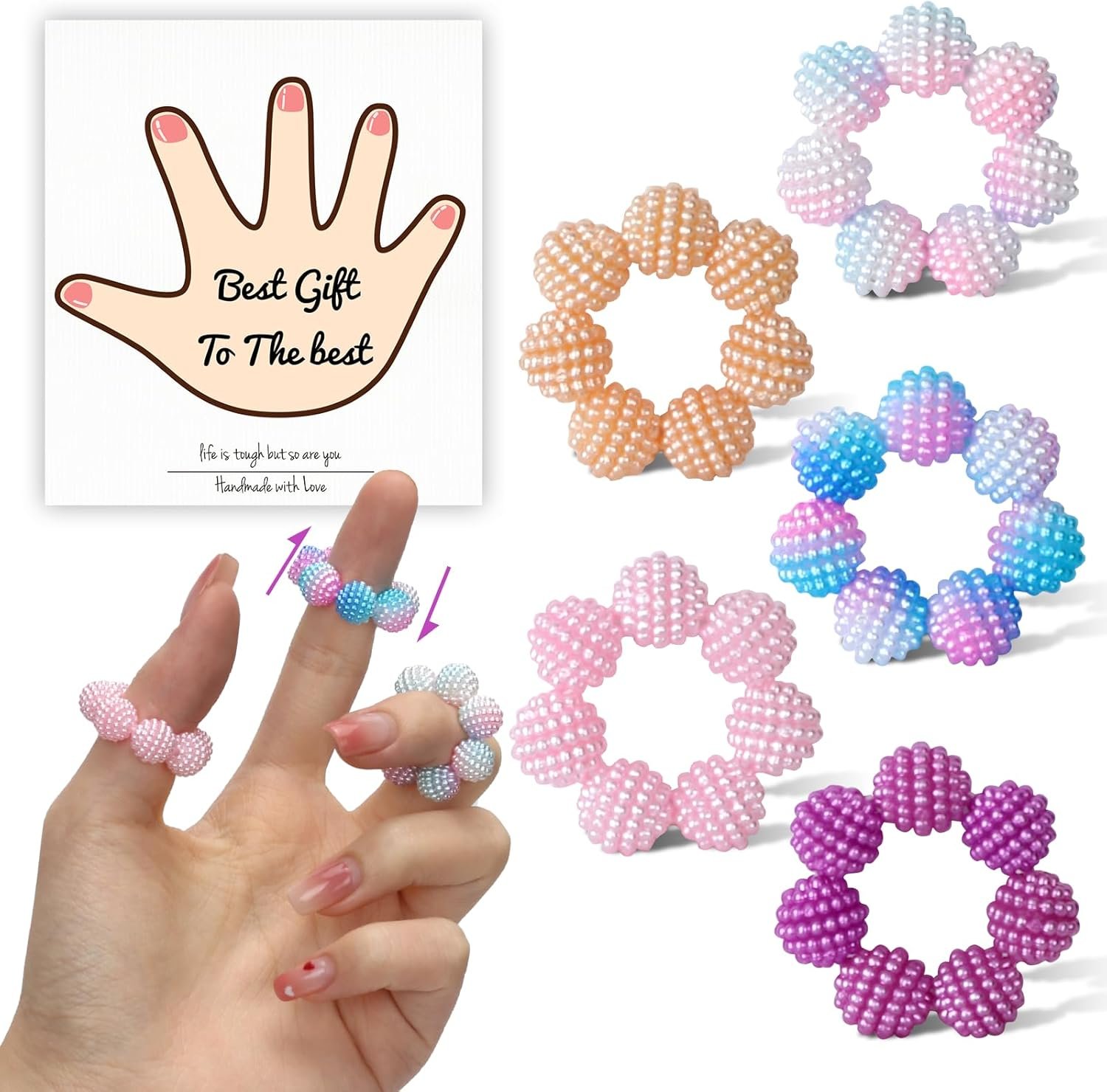 10 Pack Colored Fidget Ring Spiky Bead Sensory Finger Rings for Stress Relief Finger Anxiety Rings Calming Fidget Toys Ring Massager for Stress Reducer Office Workers