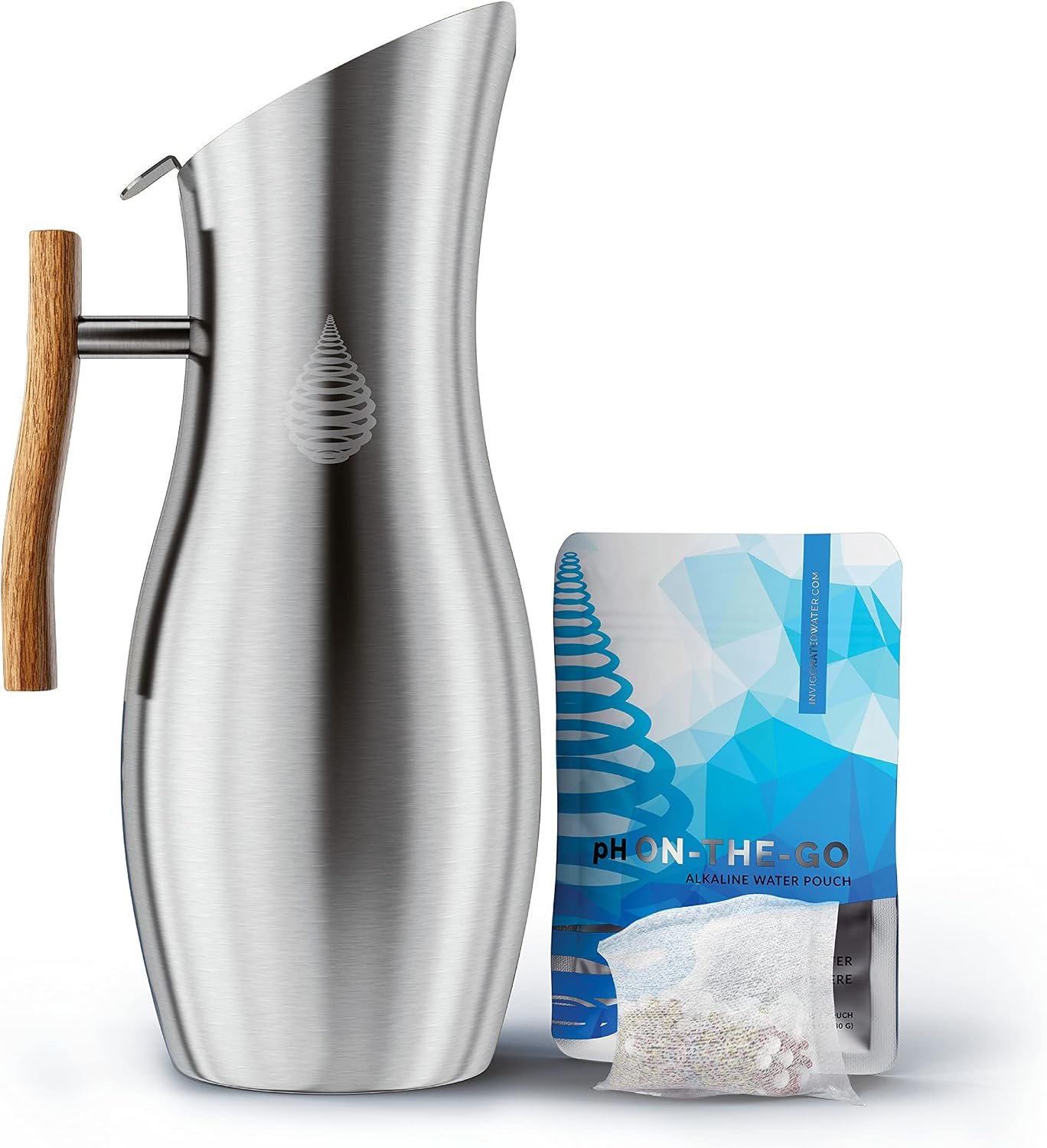Invigorated Water pH Vitality Alkaline Water Filter Pitcher for Drinking Water Stainless Steel – Water Pitcher with Filter for Tap Water, High pH Filtered Purifier with Alkaline Filter – 1.9L (Silver)