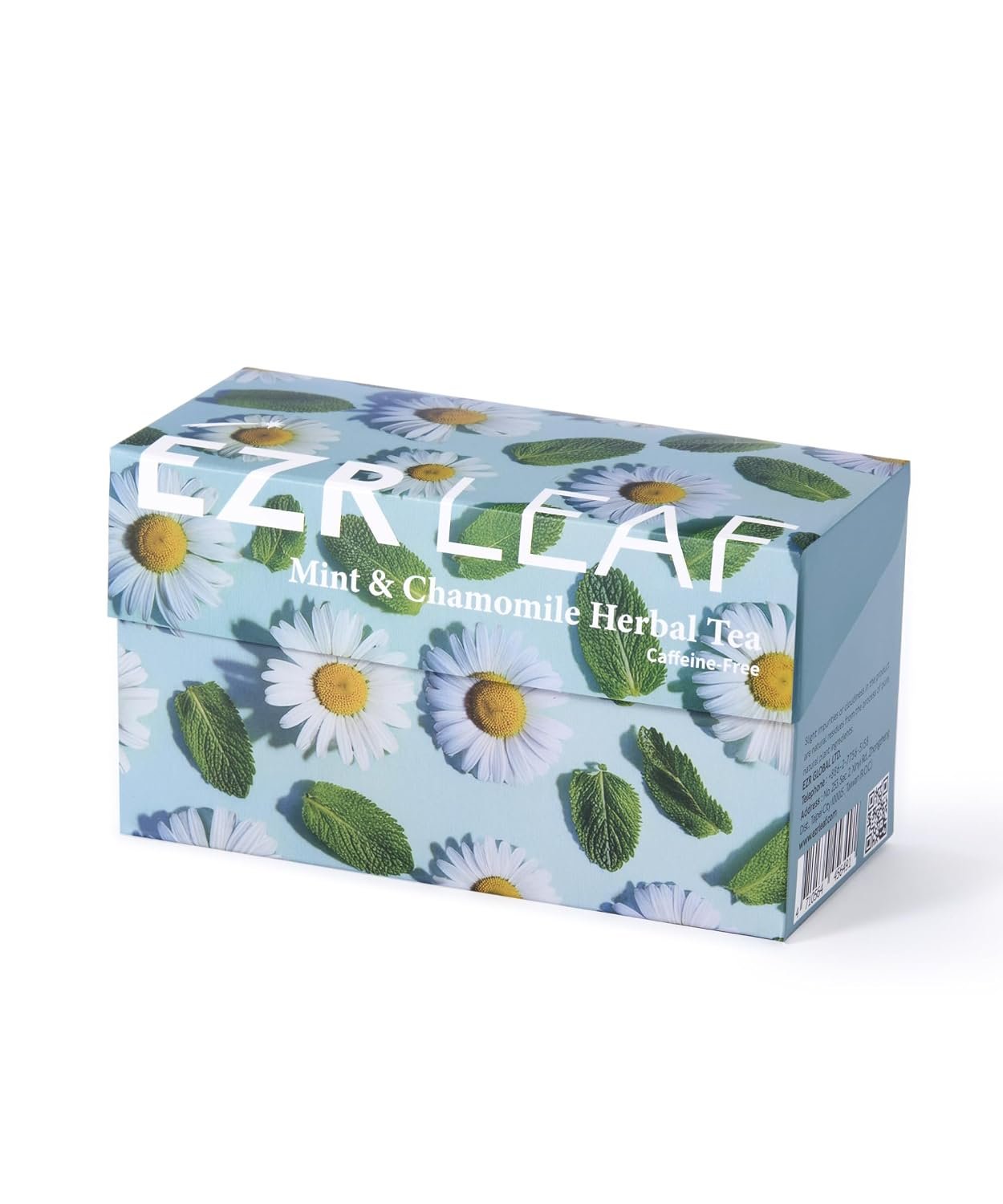 EZR Leaf Mint & Chamomile Herbal Tea 20 Pyramid Tea Bags 1.4 Once with Lemongrass Mint Leaves Caffeine Free Decaf Blend Natural Relaxing,Wellness Gift-Ready