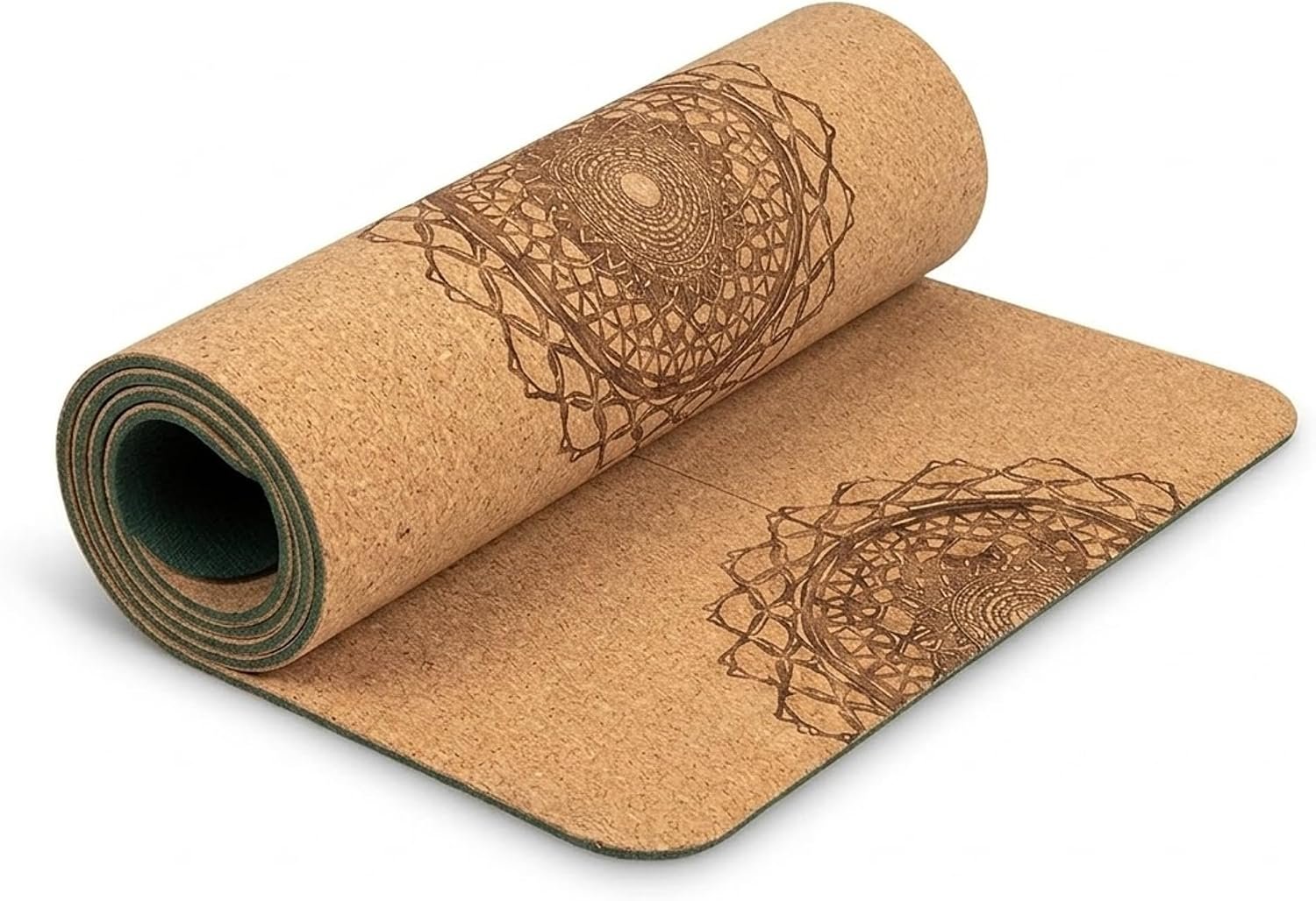 Workout Mat with Carrying Strap – 6mm Thick Cork Yoga Mat (72” x 24”) – Non-Slip Cork Mat for Home, Gym, Fitness & Hot Yoga – Lightweight, Cushioned, Durable & Sweat-Resistant by Fitby