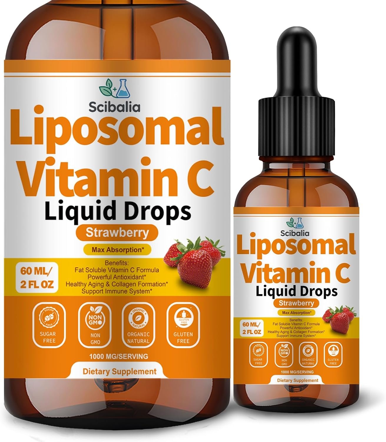 Liposomal Vitamin C 1000mg Drops, High Absorption Liquid Vitamin C Formula