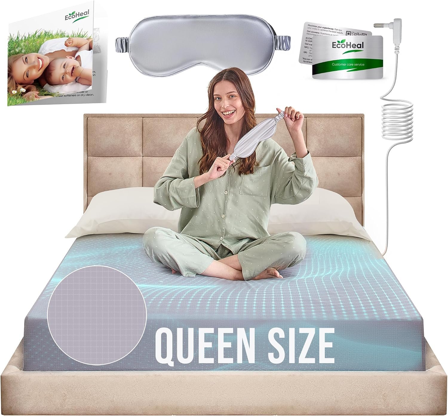 Earth Grounding Sheets Queen Size with 12% Silver Fiber & 4% Silk & 84% Cotton – Gray – Quality Certified Grounded Well Bed Sheet – Conductive Fitted Sheet for Better Sleep
