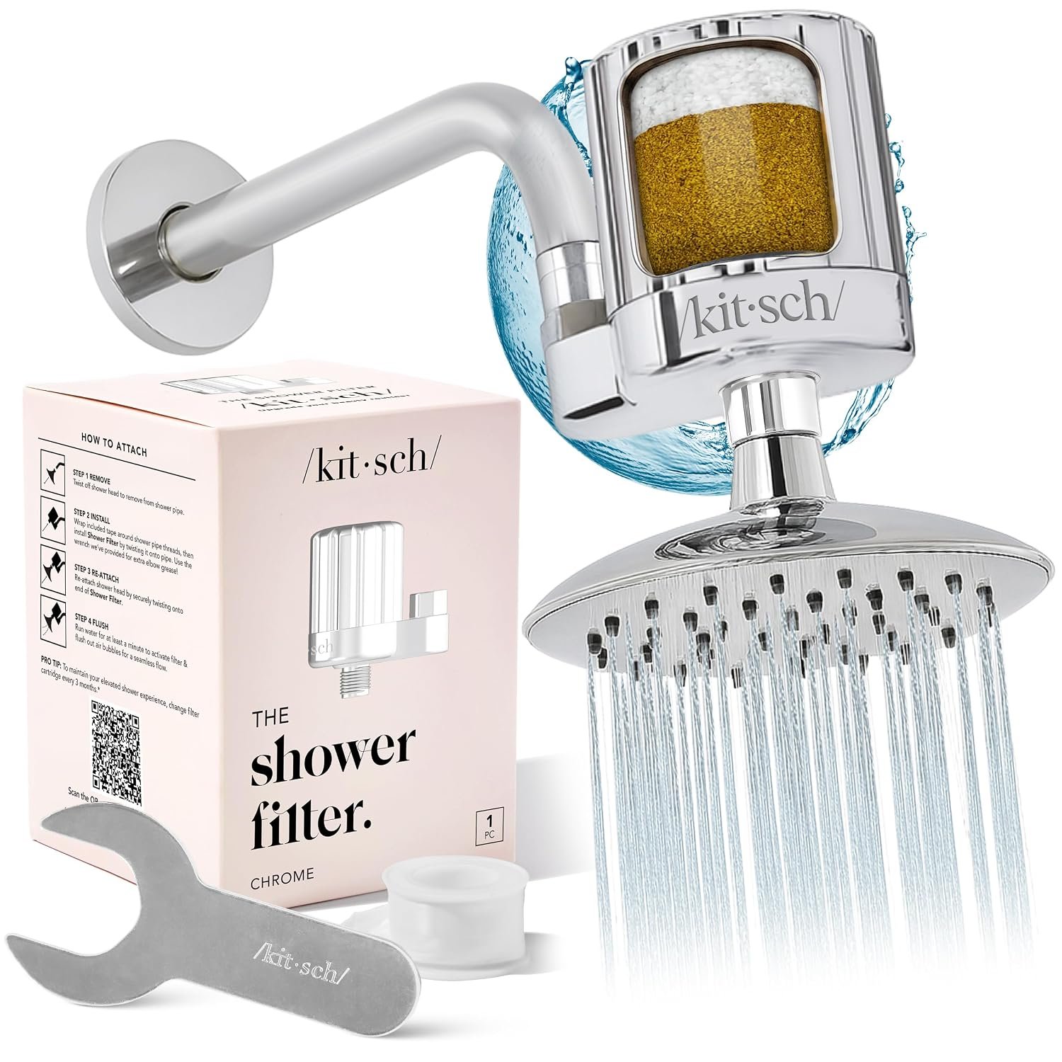 Kitsch Shower Filter Head for Hard Water | Filtered Shower Head – Chrome