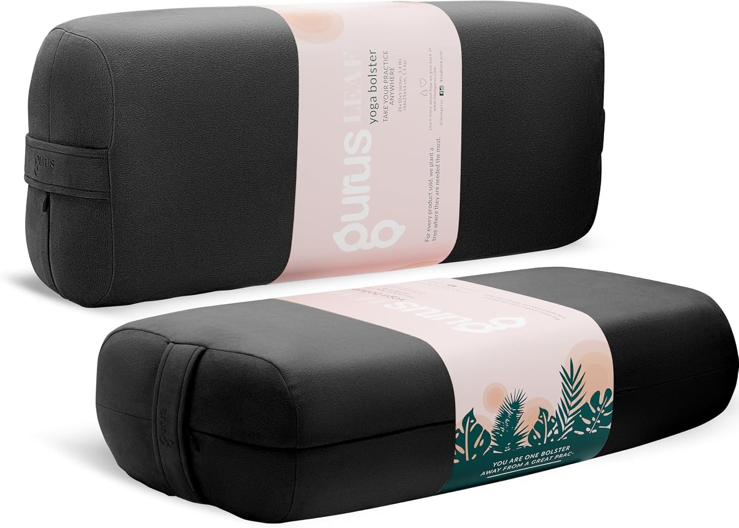 Gurus Super Soft & Firm Yoga Bolster Pillow – Lightweight, Easy to Carry with Handles – Rectangular, Machine Washable Cover