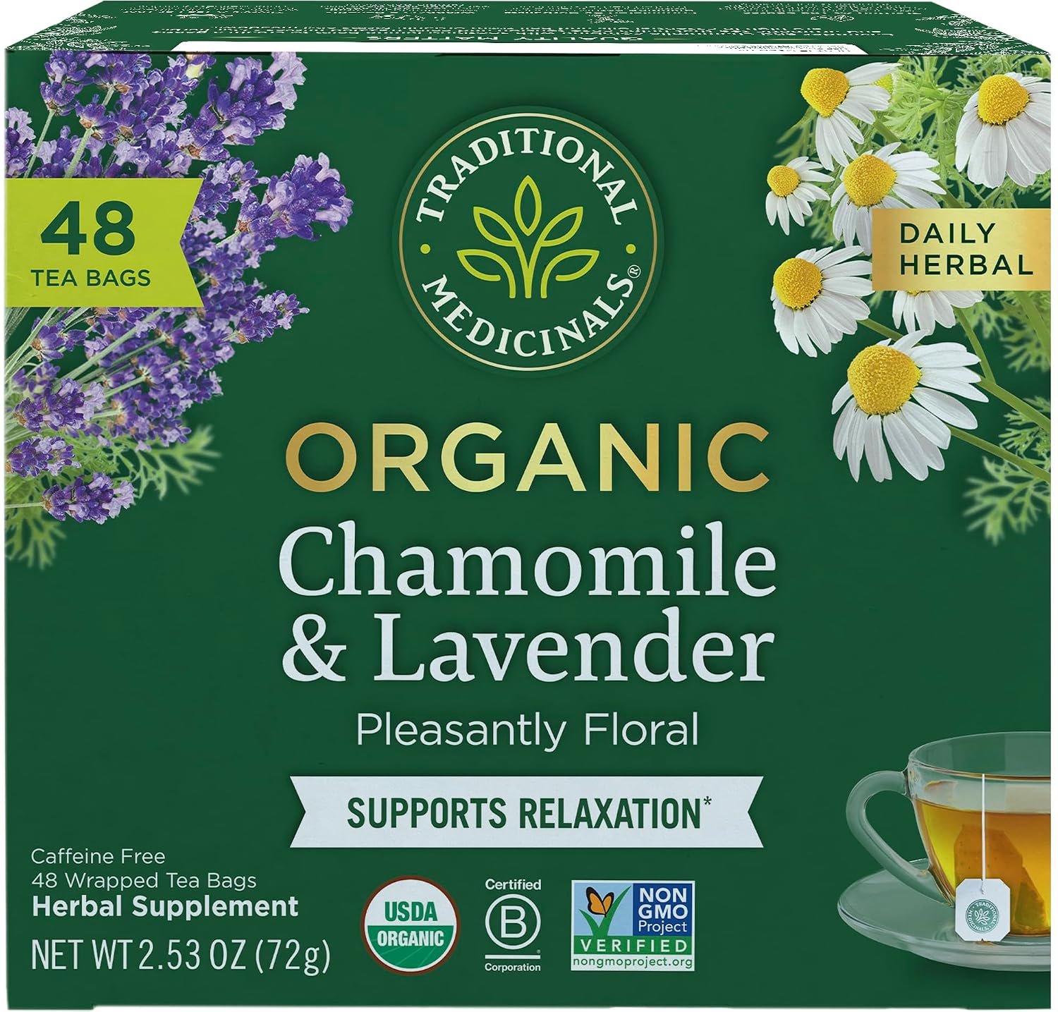 Traditional Medicinals Organic Chamomile & Lavender, 48 Tea Bags