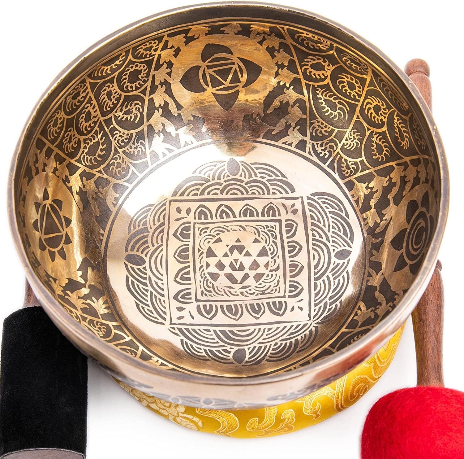 Large Tibetan Singing Bowl Set – 8.5″ Master Healing Grade For Sound Bath Chakra 7 Metal Meditation Yoga By Himalayan Bazaar