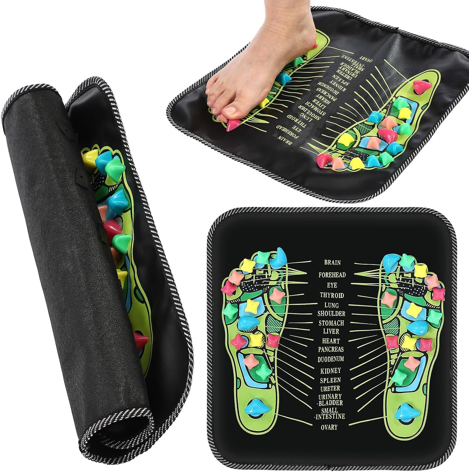 TrelaCo Foot Acupressure Massage Mat with Stones, 13.78 x 13.78 Inches