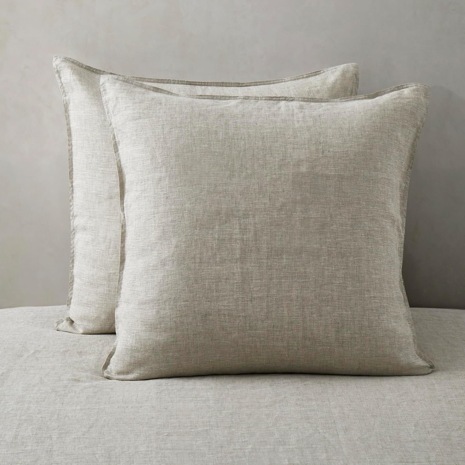 ATLINIA 100% Linen Pillowcases Set of 2, Euro Size 26″ x 26″ Pillow Case, Linen Pillow Sham