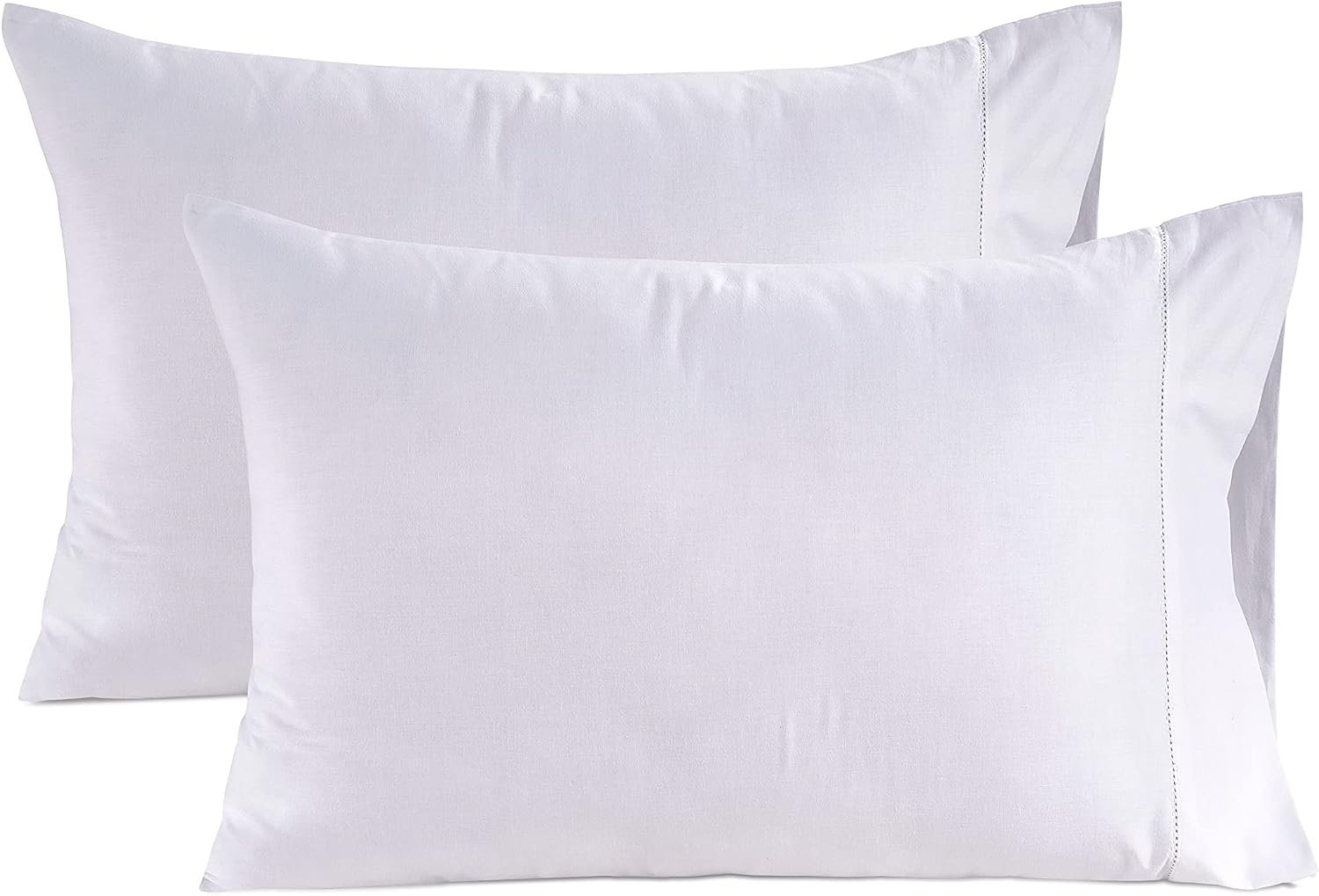 LANE LINEN Queen White Pillow Cases Set of 2 100% Egyptian Cotton Sateen White- Perfect for Home Hotels & Hospital Use Standard Size