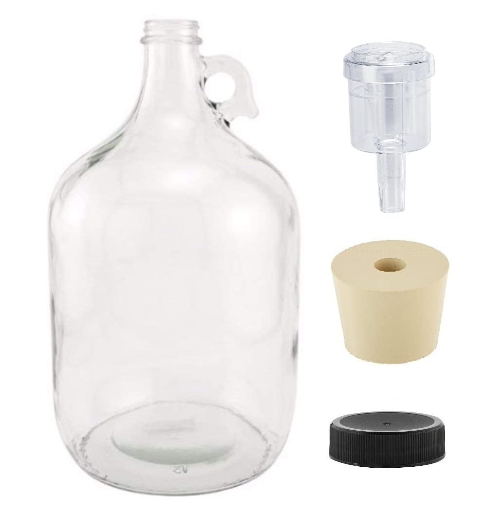 North Mountain Supply 1 Gallon Glass Fermenting Jug with Handle & Airlock