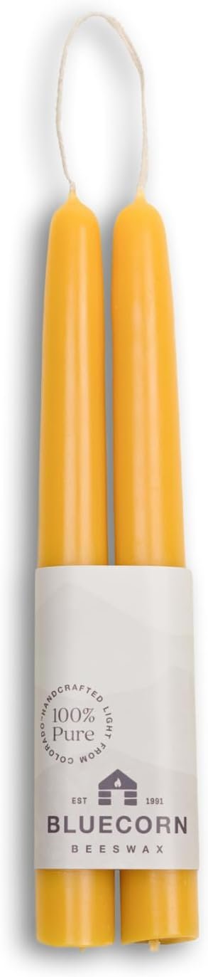Taper Candles, 8 Inch Raw Yellow, 2 Count