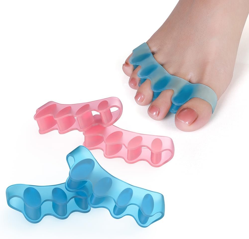 4Pcs Gel Toe Spacers, Toe Separators for Women & Men – Blue+Pink