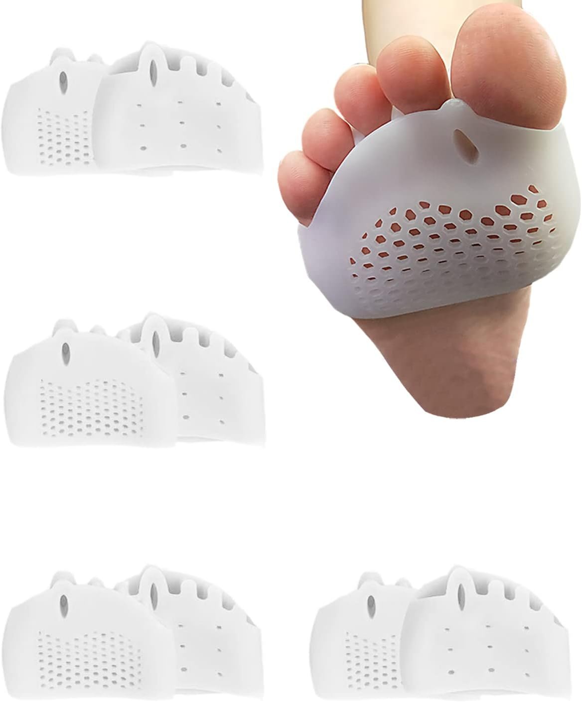 Golbylicc 4 Pairs Metatarsal Gel Pads Toe Spacers Separators to Correct Bunions, Forefoot Pads, Hammertoe Corrector Big Toe Straighteners for Women Men Foot Pain Relief