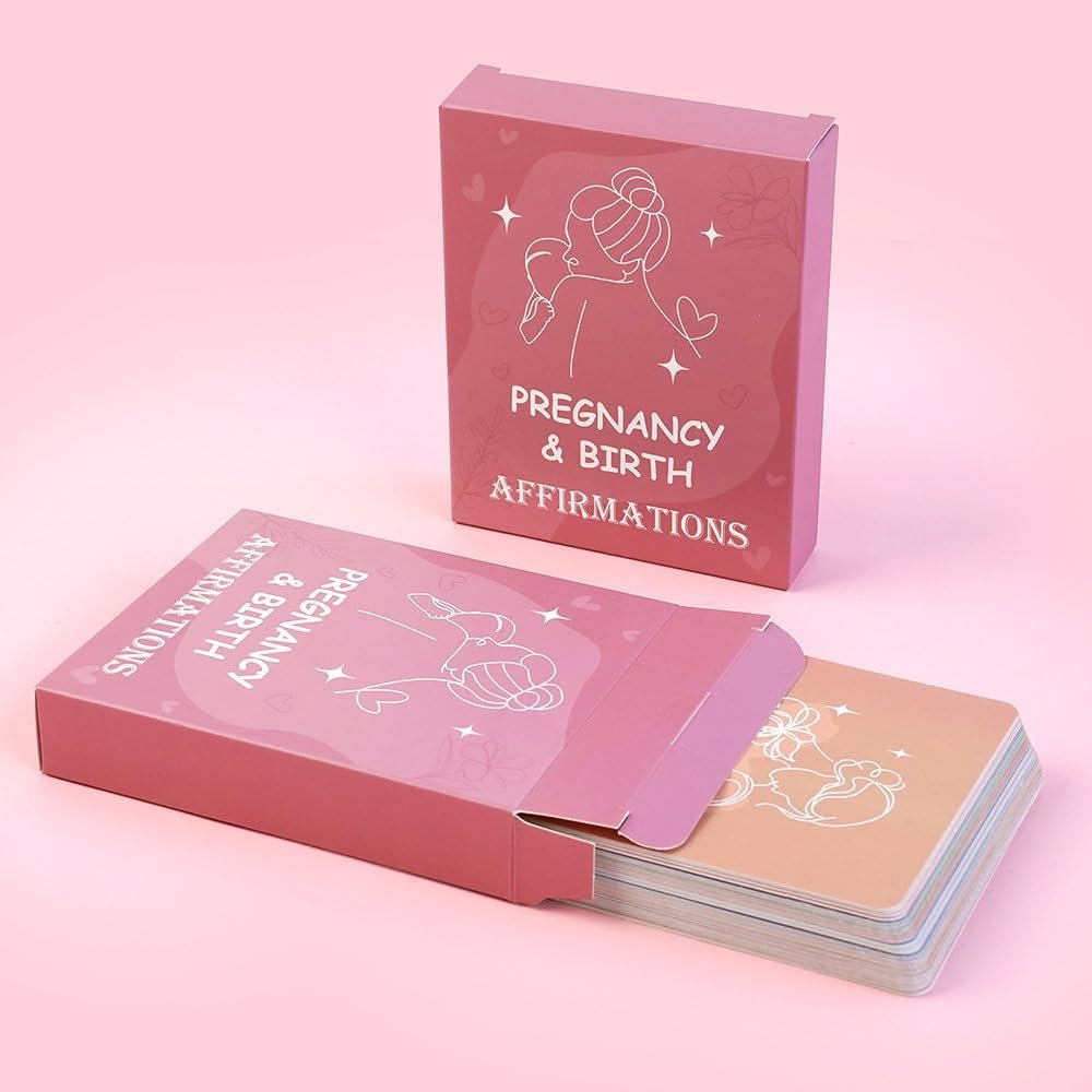 YOKSAS 50 Pregnancy Affirmation Cards for Expecting & New Mothers – Bohemian Double-Sided Motivational Cards for Pregnancy, Birth & Postpartum | Inspirational Gift Set for Moms