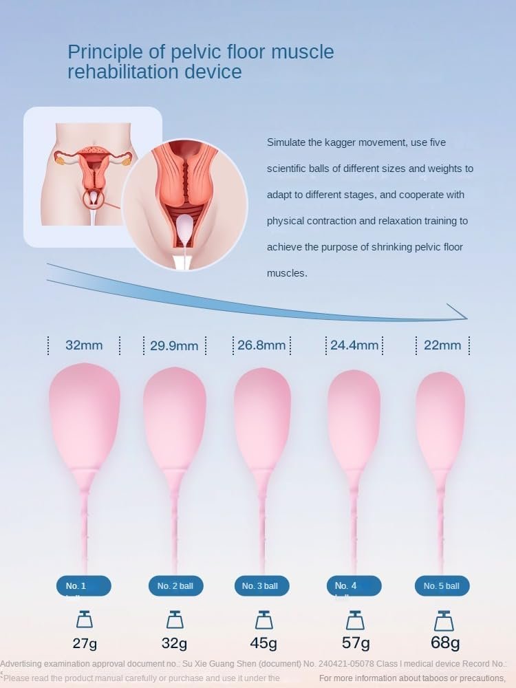 Generic Kegel Exercise System – Women Pelvic Floor Exercises，Set of 5 count Premium Silicone Kegel Exercise Weights & Control with Training Kit for Beginners & Advanced, Pink