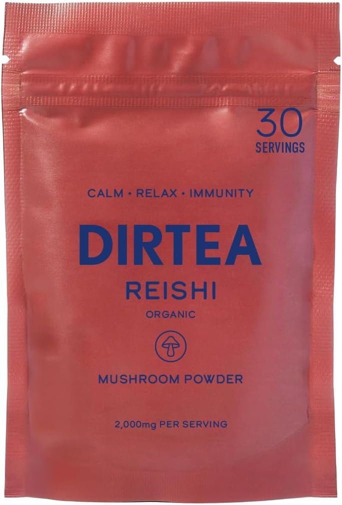 DIRTEA Reishi Mushroom Powder | 2,000mg / Serving | Organic, Vegan & Non GMO | Sleep Quality, Stress & Immunity Support | High Strength Supplement | 60g – 30 Servings