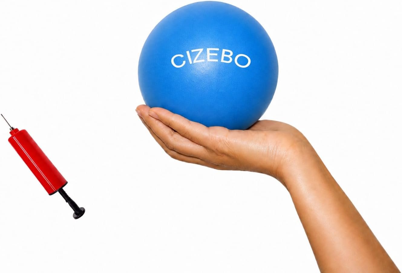 CIZEBO Mini Exercise Ball 4 Inch, Small Pilates Ball for Core Training, Thigh and Hip Exercises, Mini Yoga Ball for Stability Training, Workouts, Fitness Classes, Blue