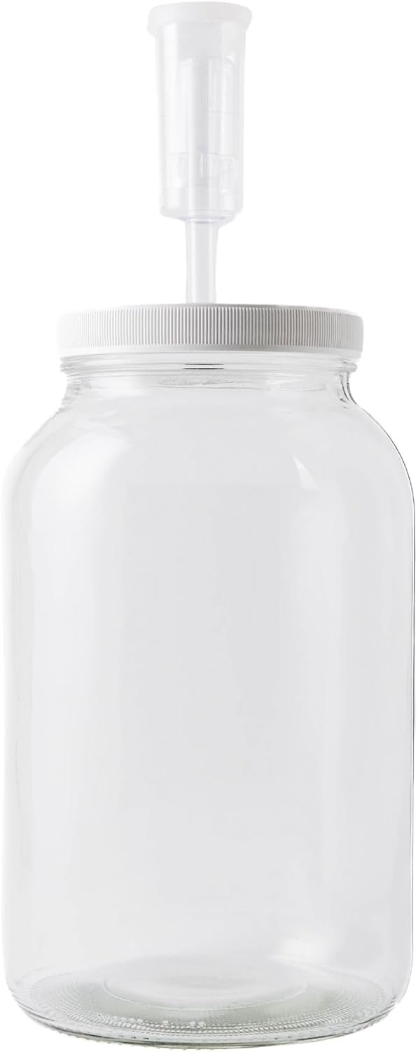 FastRack 1 Gallon Mason Jar Wide Mouth & Twin Bubble Airlock for Fermentation, Pickling, Brewing & Dry Storage – BPA-Free One Gallon Glass Jar with Lid