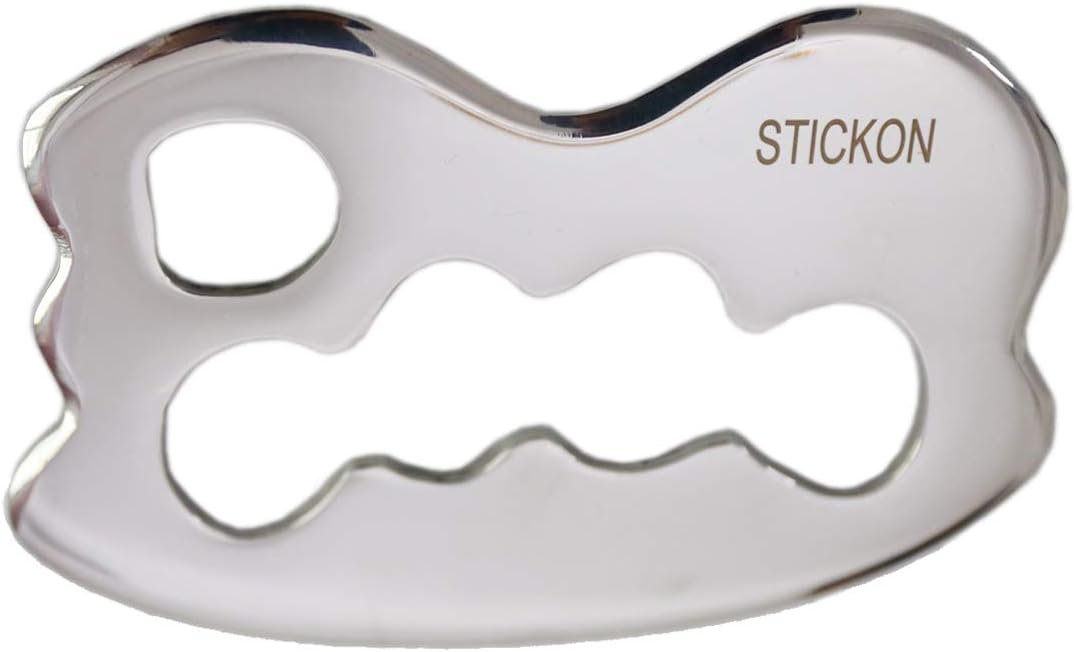 STICKON Stainless Steel Gua Sha Scraping Massage Tool IASTM Tools Great Soft Tissue Mobilization Tool (STICKON-01)