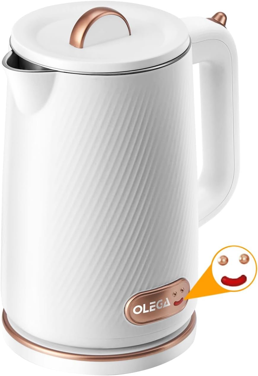 OLEGA Electric Kettle – 1500W Electric Tea Kettle 1.8L Stainless Steel Inner Electric Kettles for Boiling Water Auto Shut Off Boil-Dry Protection Electric Water Kettle for Coffee Tea
