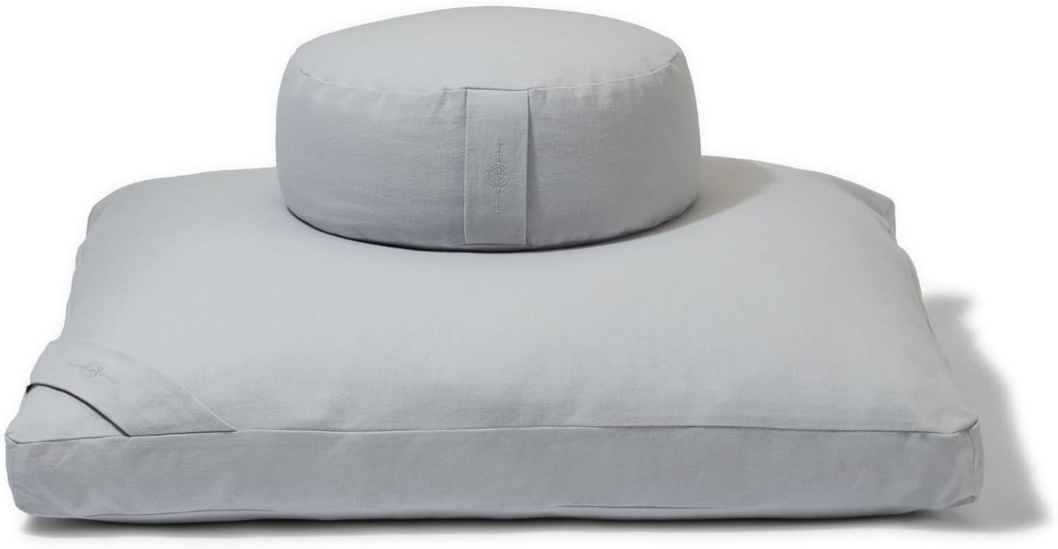 renoo Meditation Cushion Set – Zafu Meditation Pillow and Zabuton Floor Cushion – Adjustable Organic Buckwheat and Cotton Fill – GOTS Certified Cotton Washable Covers – 30x30x10 – Multiple Colors