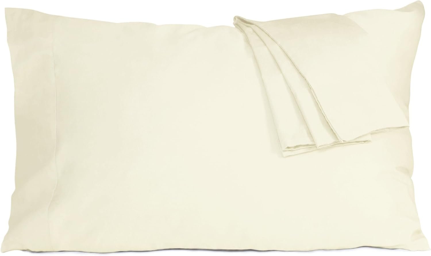 Pillow Cases Standard Queen Size 100% Cotton Percale Set of 2, Cream