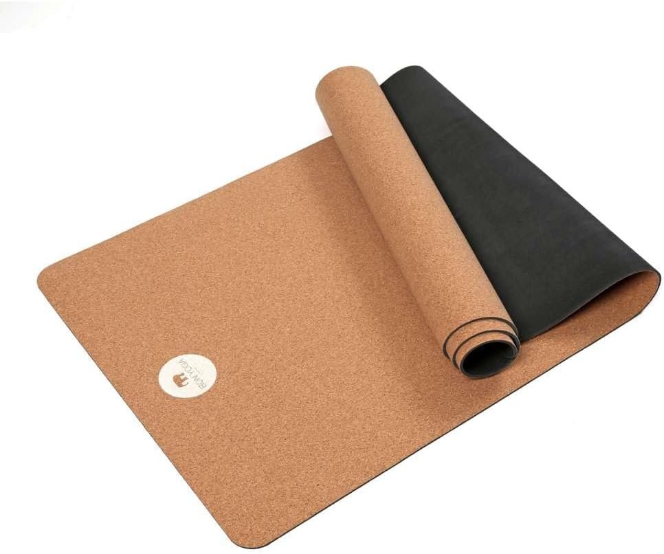 BON Yoga Mat 100% Biodegradable Cork & Natural Rubber, Non-Slip, Pilates Mat, Home & Studio Exercise Mat with Extra Grip for Hot Yoga and Comfort Workout, 72″ x 24″ x 0.16″, 6lb