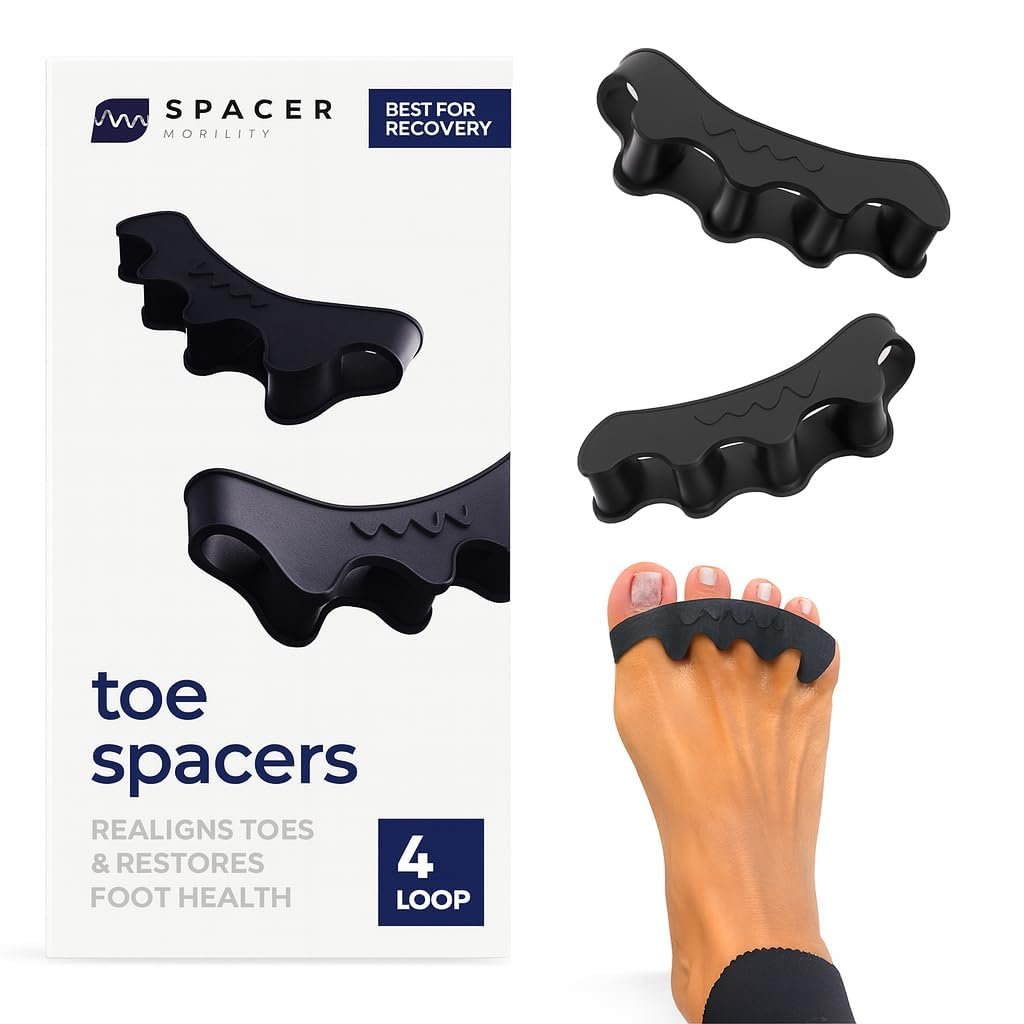 The Toe Spacer from Spacer Mobility, Recovery from the Ground Up, Correct Bunions, Plantar Fasciitis, & Correct Toes | Unisex Therapeutic Toe Spacer – Relieve Foot Pain and Tension | 4-Loop (4-Loop)