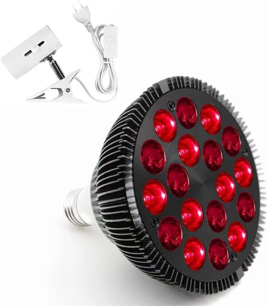 Red Light Therapy Bulb with Lamp Holder, 54W, 18 LEDs, Infrared Light Therapy Device, 660nm Red & 850nm NIR Combo Red Light Device for Face, Skin Health and Pain Relief