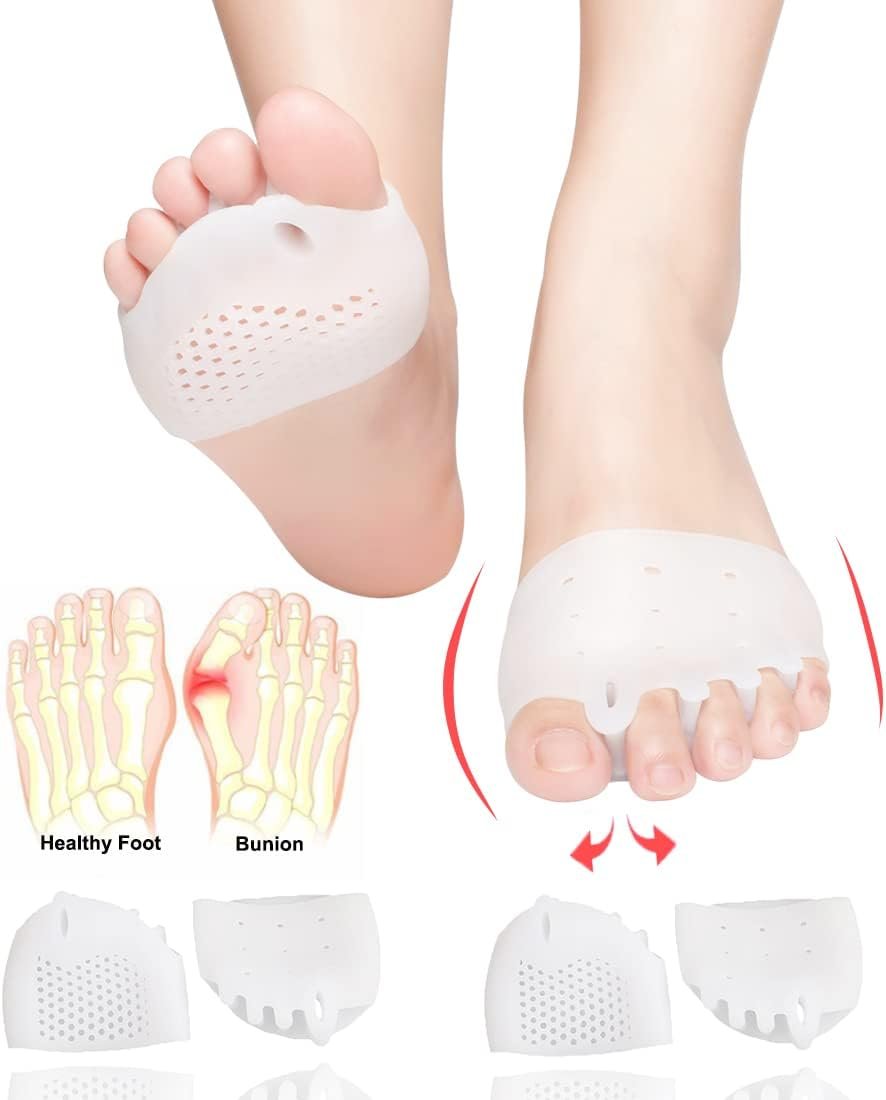 Metatarsal Pads, Gel Toe Separators, Bunion Corrector Cushion, Toe Spacers, Ball of Foot Cushions, Soft&Breathable, Idea for Mortons Neuroma, Blisters, Diabetic Feet, Hammer Toe, Rapid Pain Relief