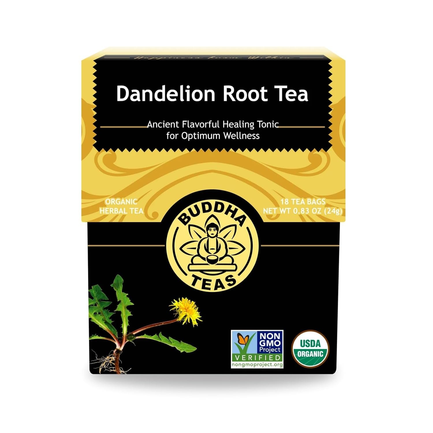 Buddha Teas Organic Dandelion Root Tea – Herbal Tea, Caffeine Free