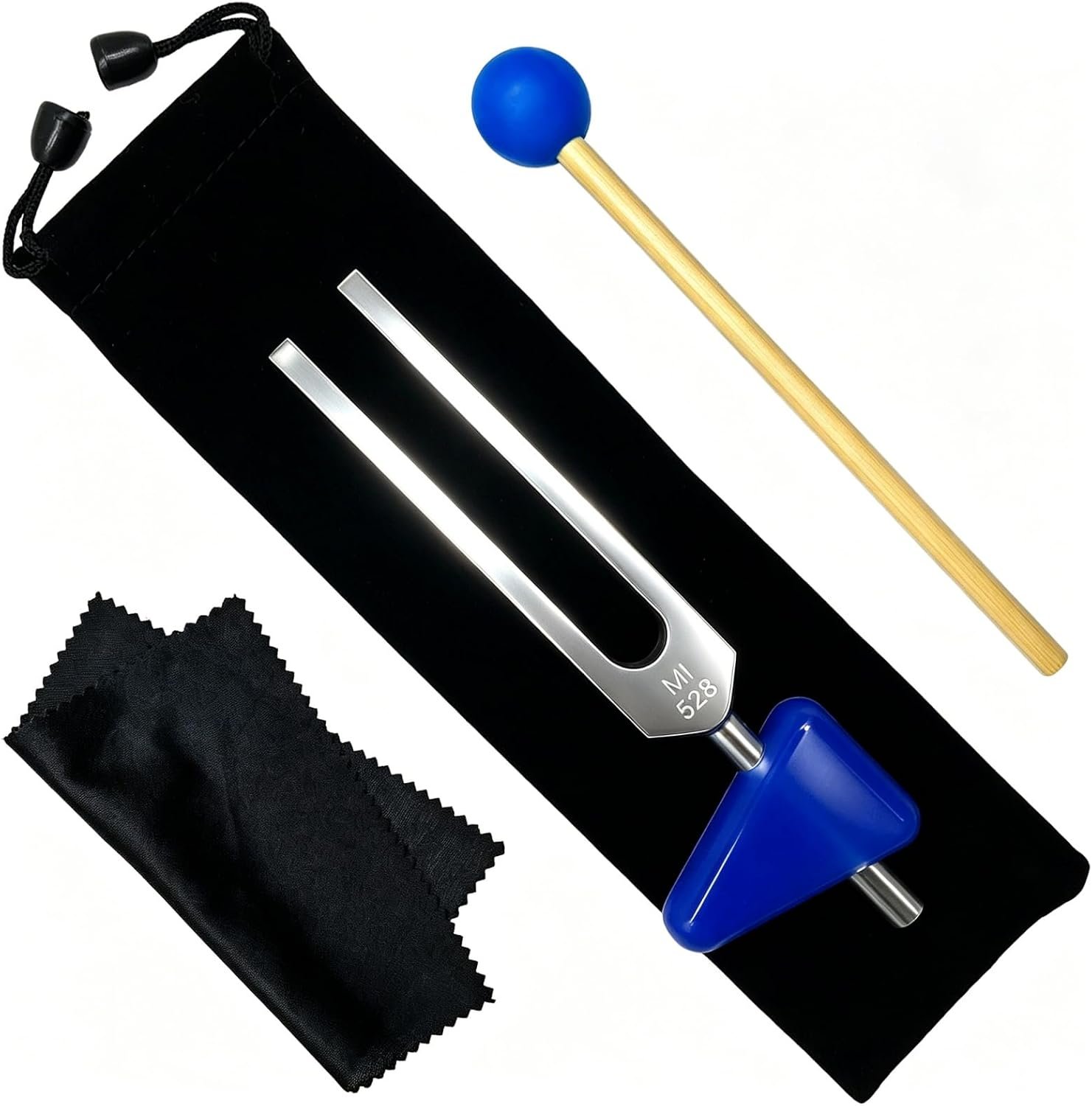 528 Hz Tuning Fork with Wooden Mallet, Silicone Activator