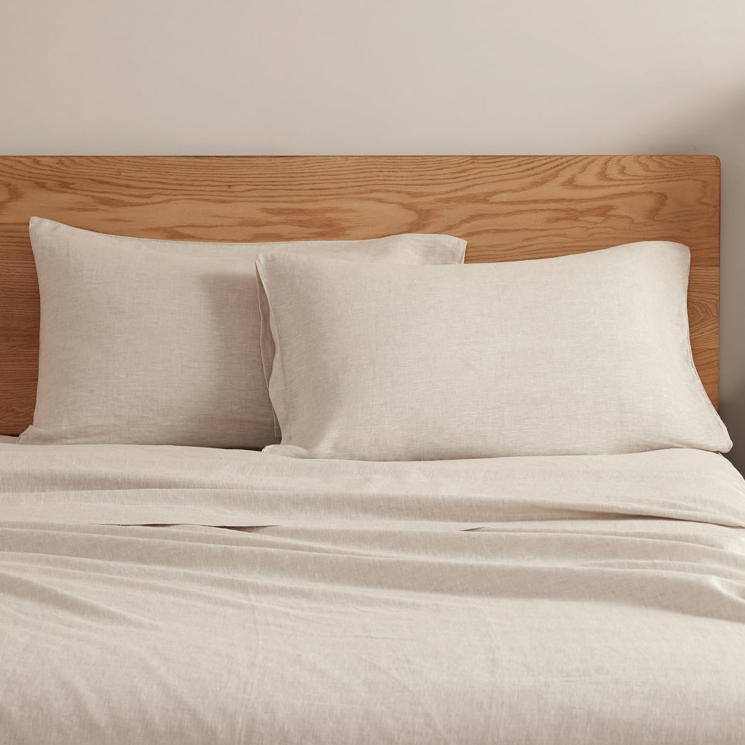 DAPU 100% Linen Pillowcases 20×30 Inches Pillow Cases (Pack of 2) with Envelope Closure, Stone Washed Breathable and Cooling (Natural Linen, Queen)
