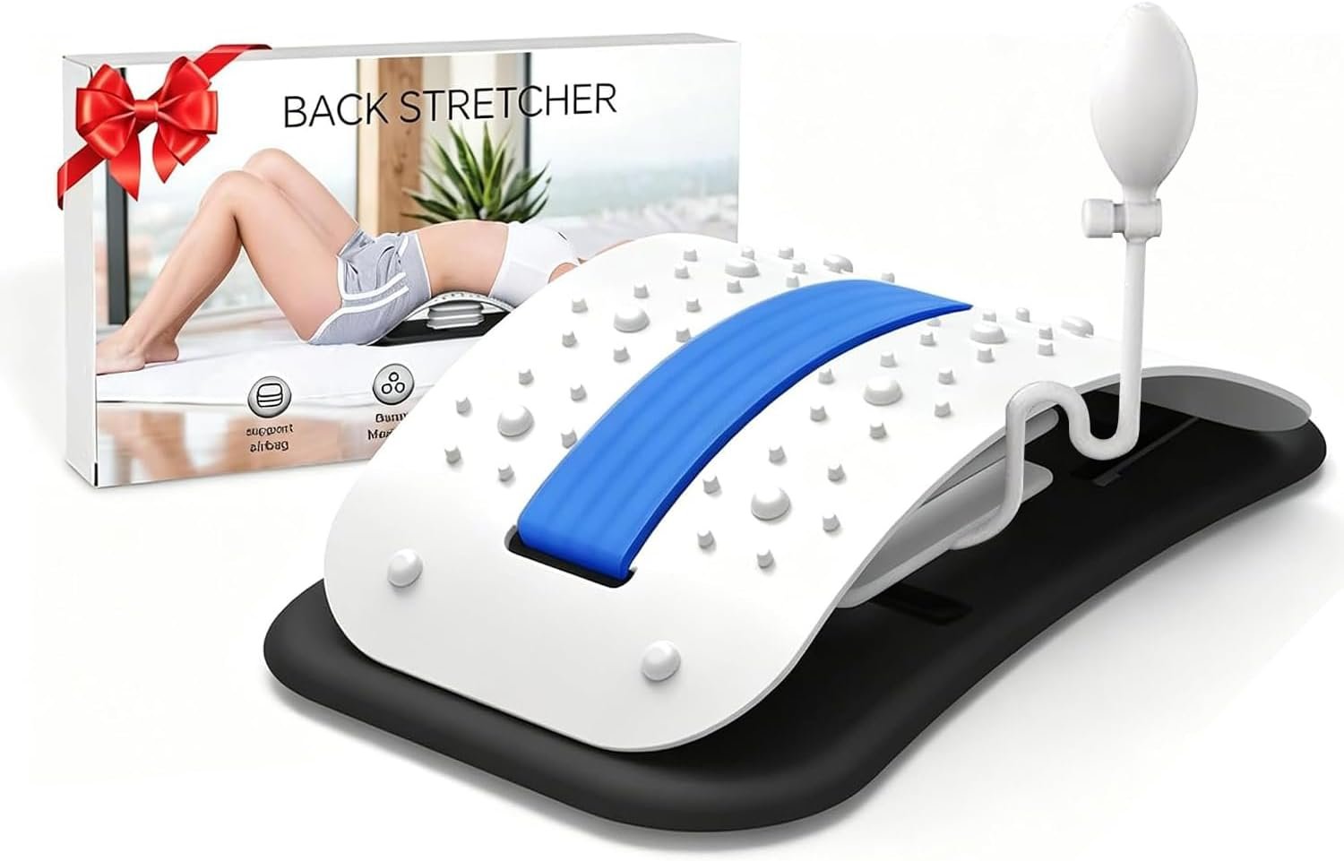ZhanHao Back Stretcher for Lower Back Pain Relief,Adjustable Lumbar Traction Device, Ergonomic Spine Board with Acupressure Points,Back Massager for Spinal Decompression and Scoliosis
