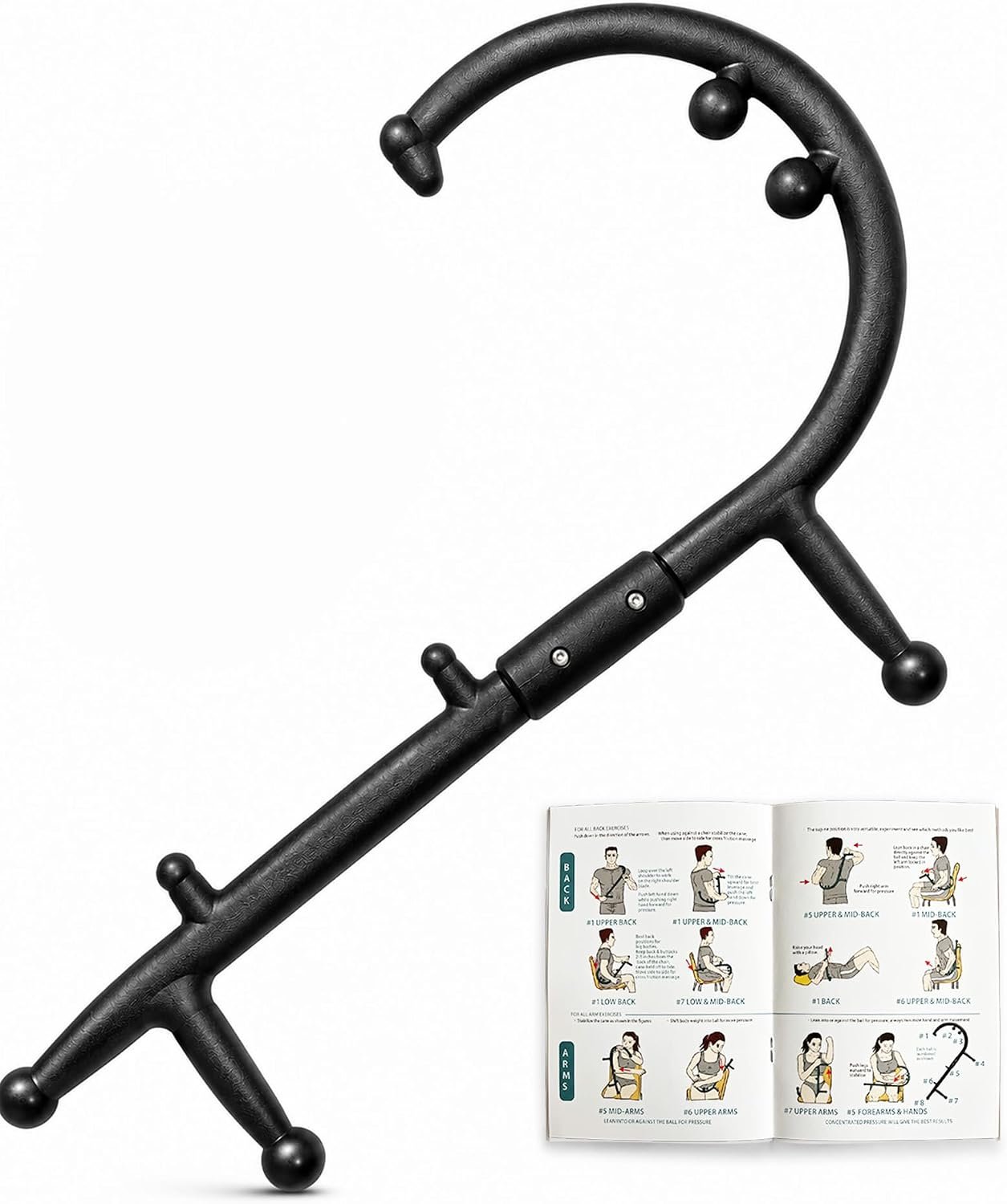 Trigger Point Massage Cane for Back Neck Shoulder and Full Body Deep Tissue Massage Hook for Muscle Knots, Ergonomic Self Massage Tool for Hard-to-Reach Areas, Lightweight Portable, FSA-HSA Eligible