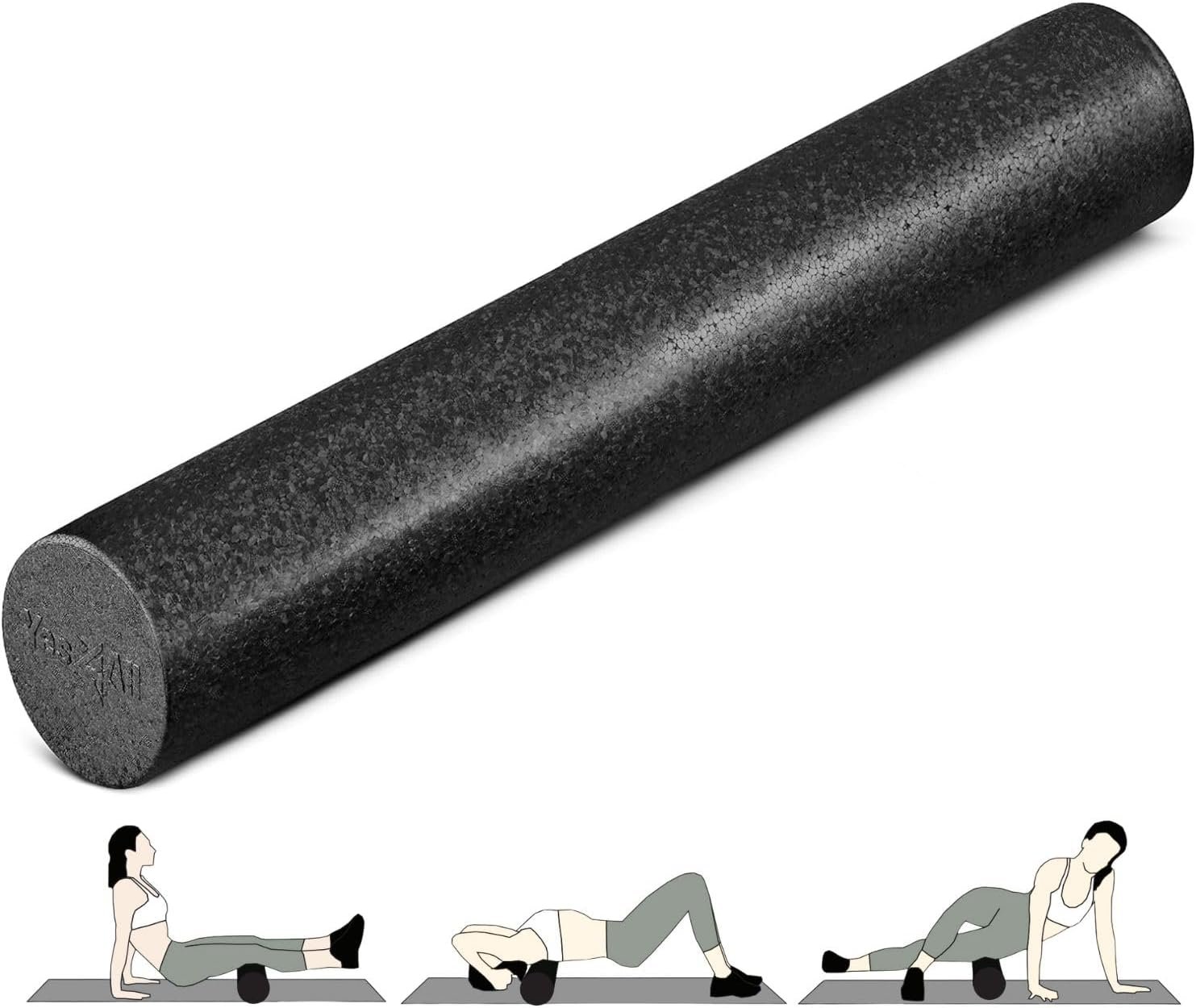 Yes4All Foam Roller, EPP High-Density Material, High Firmness Level, Back Roller for Athlete & Professional, Suitable for Full Body Massage, Yoga & Pilates, Black, 36 Inch