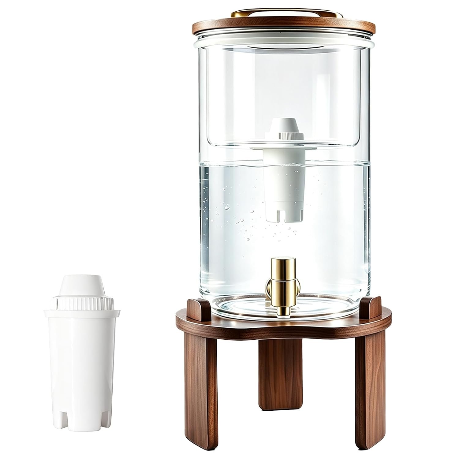 Gravity Water Filter Dispenser, Countertop Drinking Water Filtration System, NSF 42, 53 & 372 Certified Kitchen Water Filter, 2.1 Gallon for Household & Office
