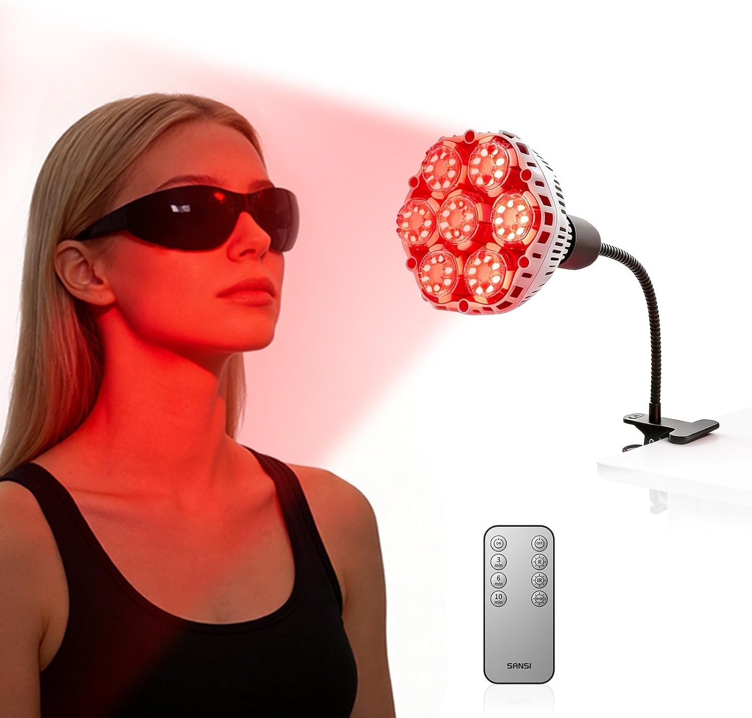 SANSI Clip-On Red Light Therapy Bulb, 660nm 850nm Infrared Lamp, 32W