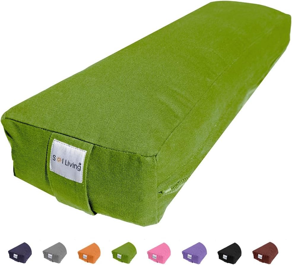 Sol Living Rectangular Yoga Bolster Meditation Pillow, Extra Firm Cotton